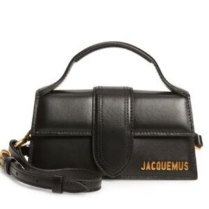 Jacquemus Black Leather Crossbody Bag with Gold Logo